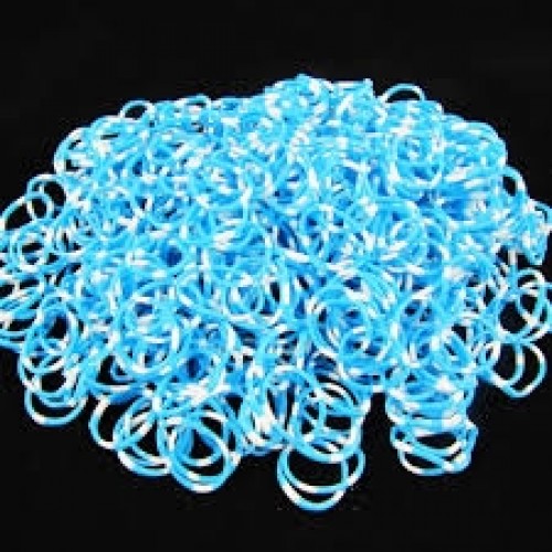 Loom elastiekjes tweekleurig Blauw/wit 600 stuks 1.75