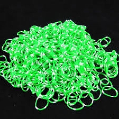 Loom elastiekjes tweekleurig Groen/wit 600 stuks 1,75